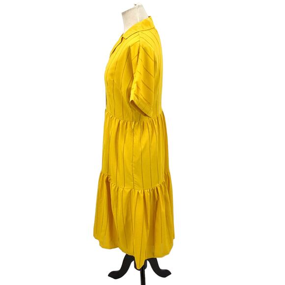Tahari ASL Yellow Drop Needle Georgette Shirtdress Size 8 NWOT $149 MSRP - Picture 5 of 10
